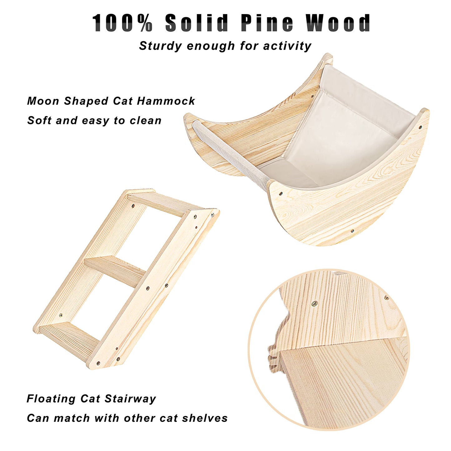 Moon | Wall Mounted Cat Shelf & Hammock