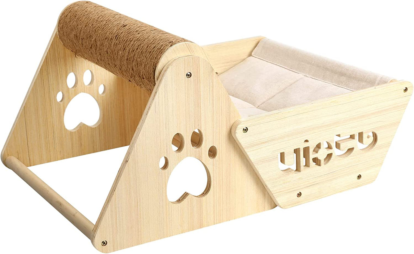 Cat Hammock with Scratching Post Elevated