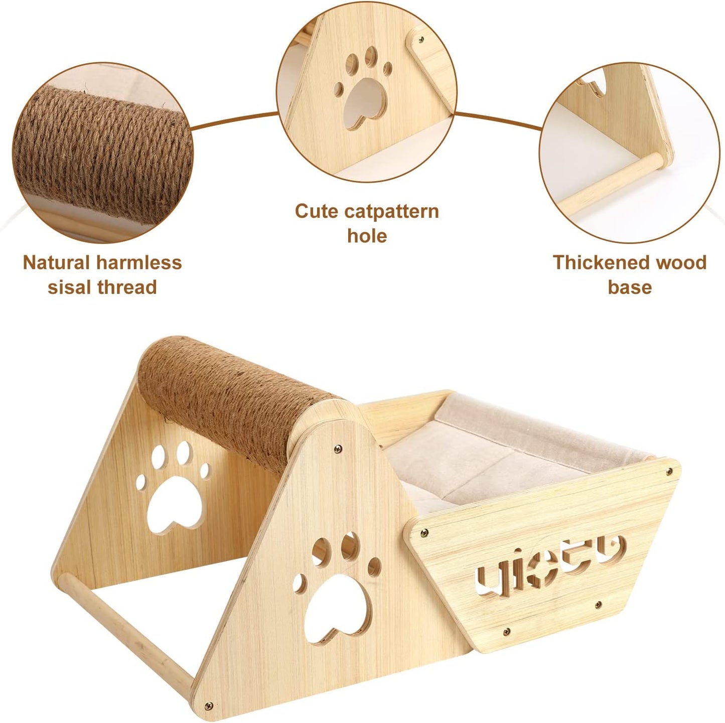 Cat Hammock with Scratching Post Elevated