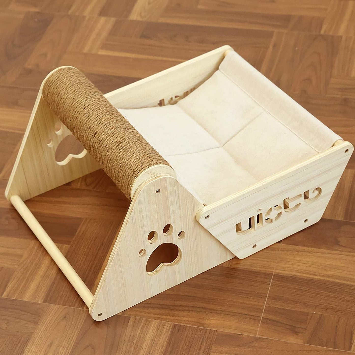 Cat Hammock with Scratching Post Elevated