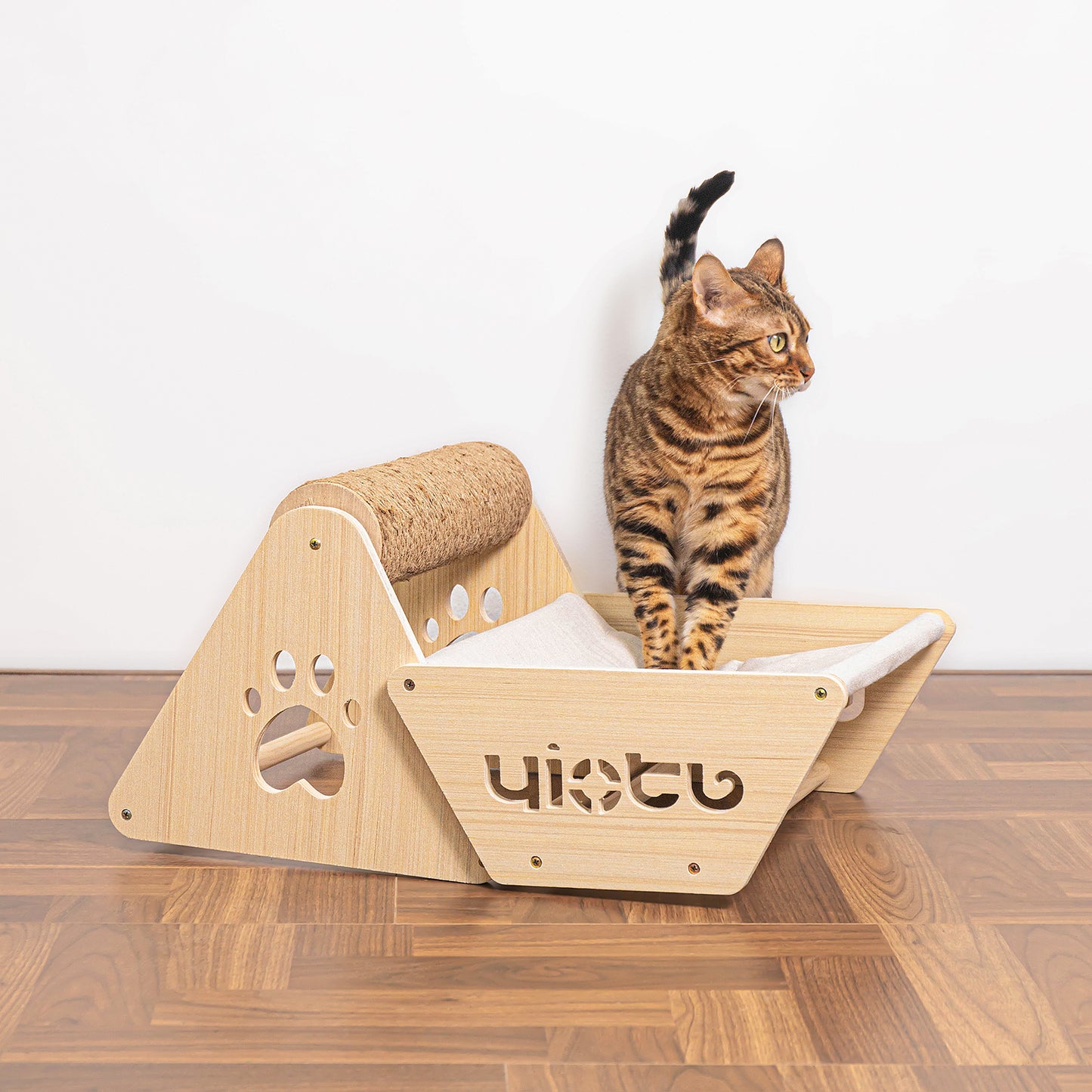 Cat Hammock with Scratching Post Elevated