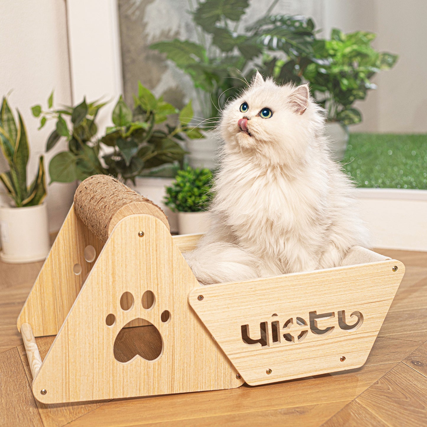 Cat Hammock with Scratching Post Elevated