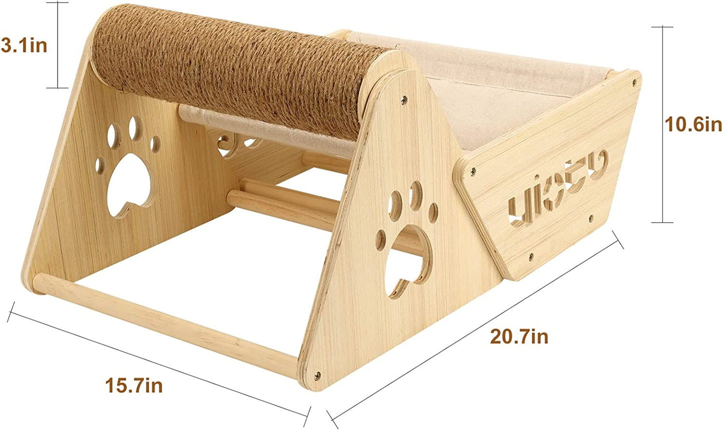 Cat Hammock with Scratching Post Elevated