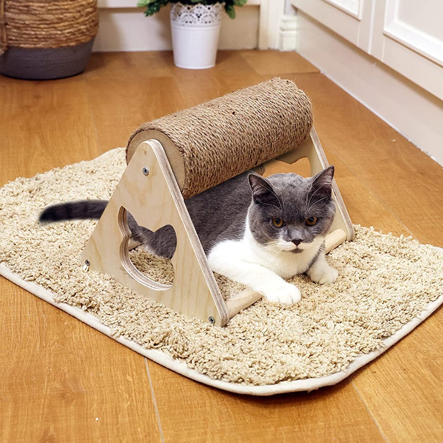 Jute Cat Scratching Post with Rotatable Column and Stable Base